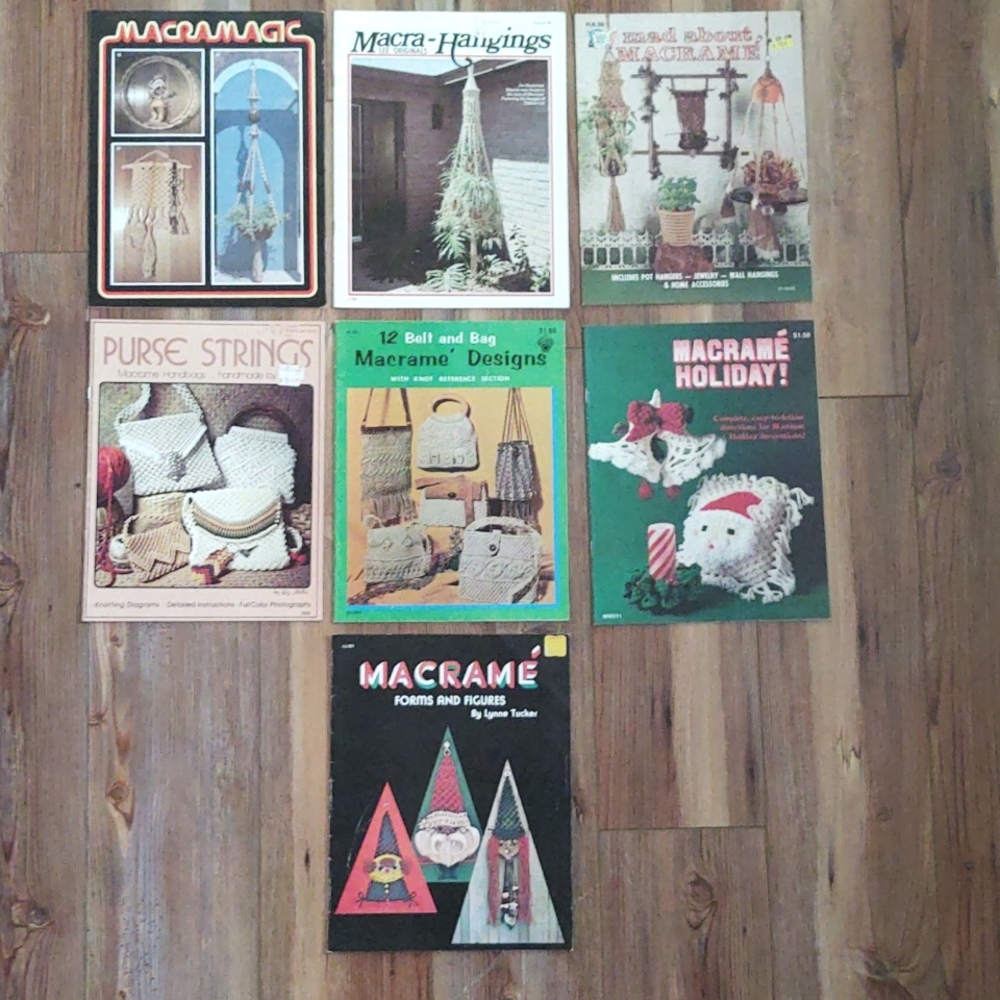Lot of 7 Macrame Pattern Books - Owl, Plant Hanger & More!